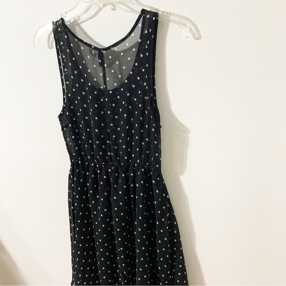 Divided by H&M Polka Dot Sleeveless Rounded Collar Fully Lined Dress Black White - Picture 4 of 12